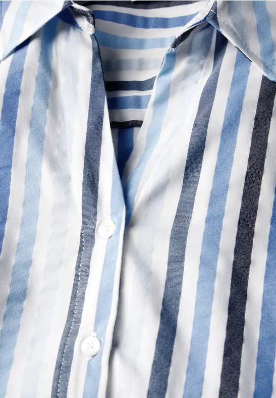 Gestreifte Baumwollbluse mit Knopfleiste