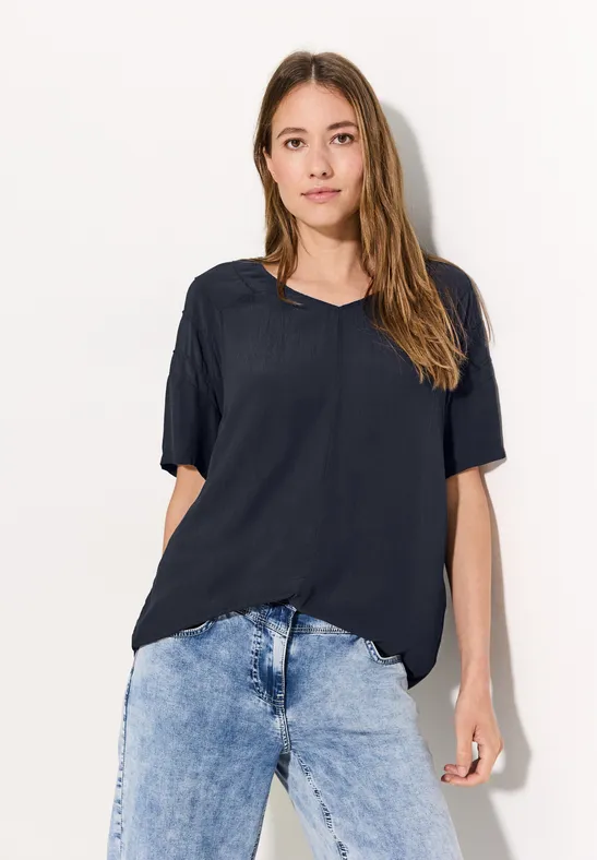 Damen Kurzarm Crepe Bluse