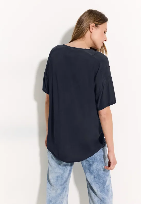 Damen Kurzarm Crepe Bluse