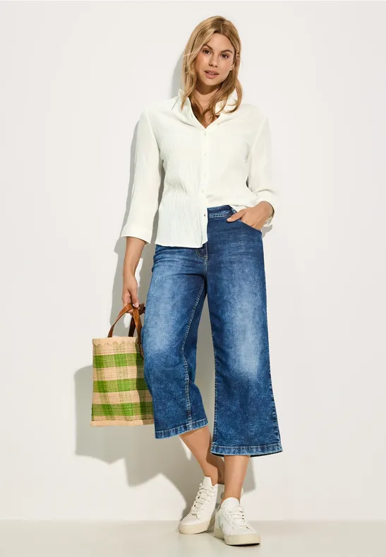 Damen Bluse mit Textur und langen Ärmeln
