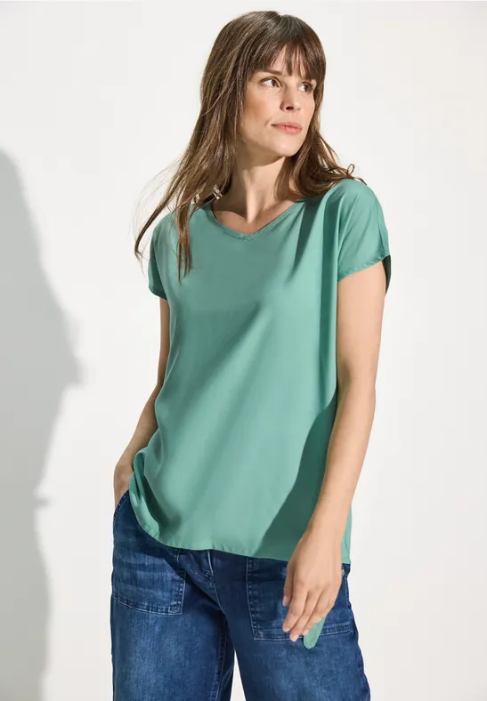 Damen T-Shirt Bluse mit V-Ausschnitt