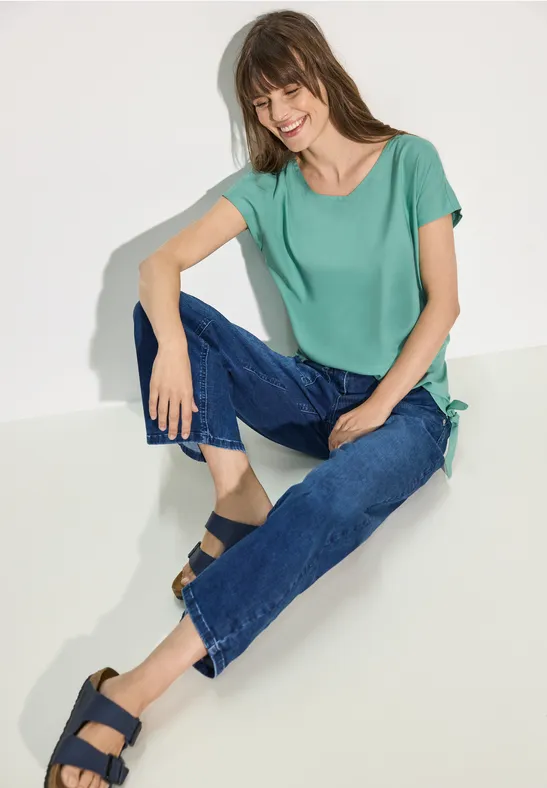 Damen T-Shirt Bluse mit V-Ausschnitt