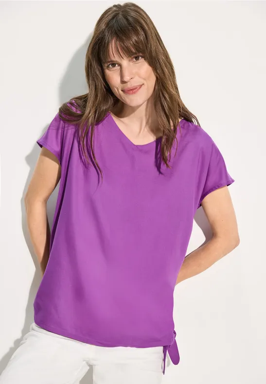 Locker geschnittene lila Bluse mit V-Ausschnitt