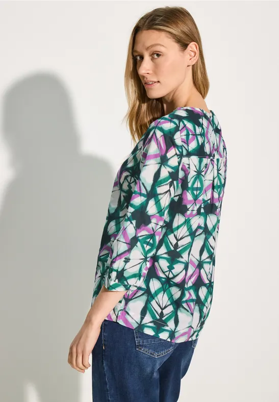 Bedruckte Baumwollbluse mit 3/4 Ärmeln