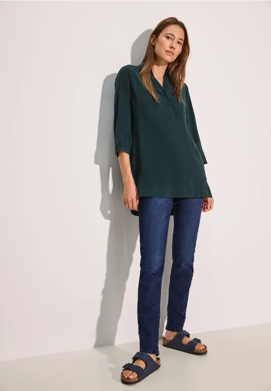 Damen Tunika Bluse mit Knopfleiste