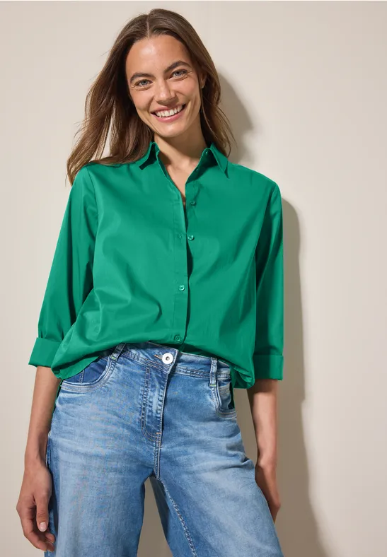 Klassische Hemdbluse in Smaragdgrün