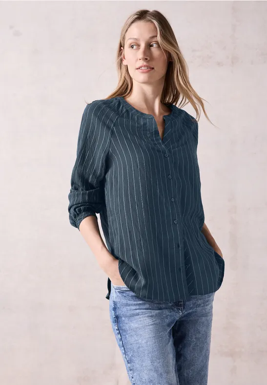 Gestreifte Langarm Bluse mit Knopfleiste