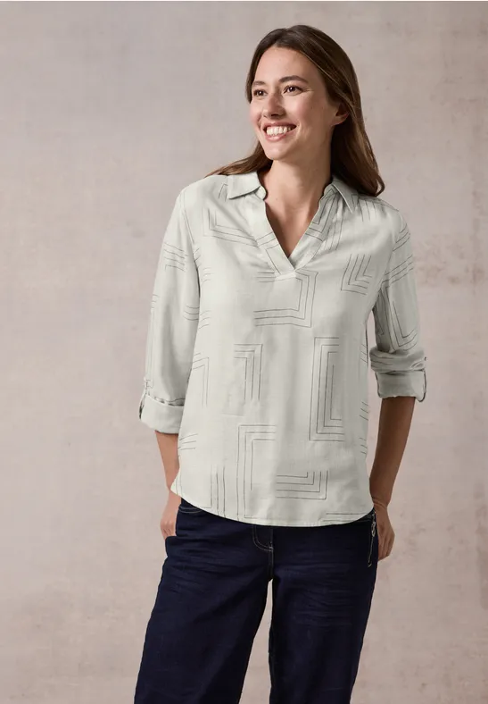 Langarmbluse mit geometrischem Muster