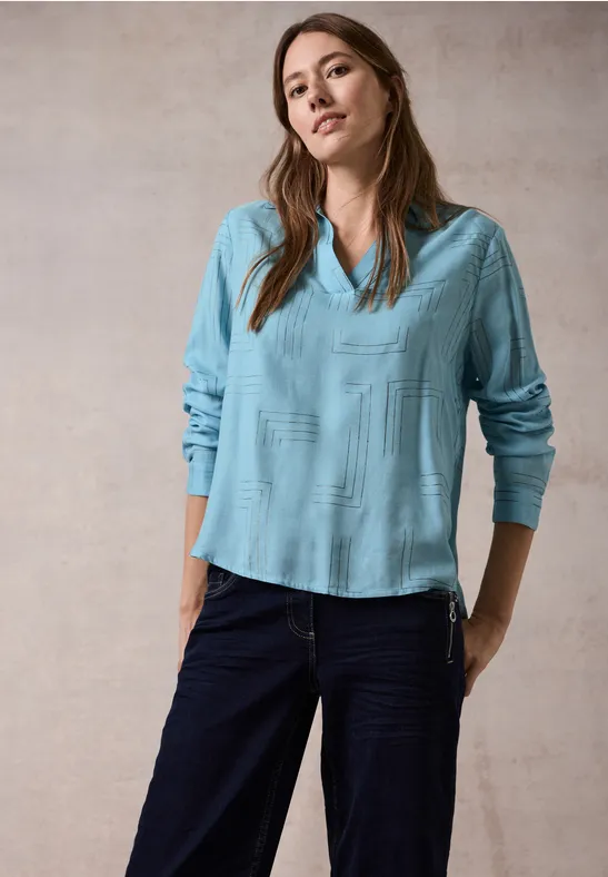 Langärmlige Bluse mit geometrischem Muster