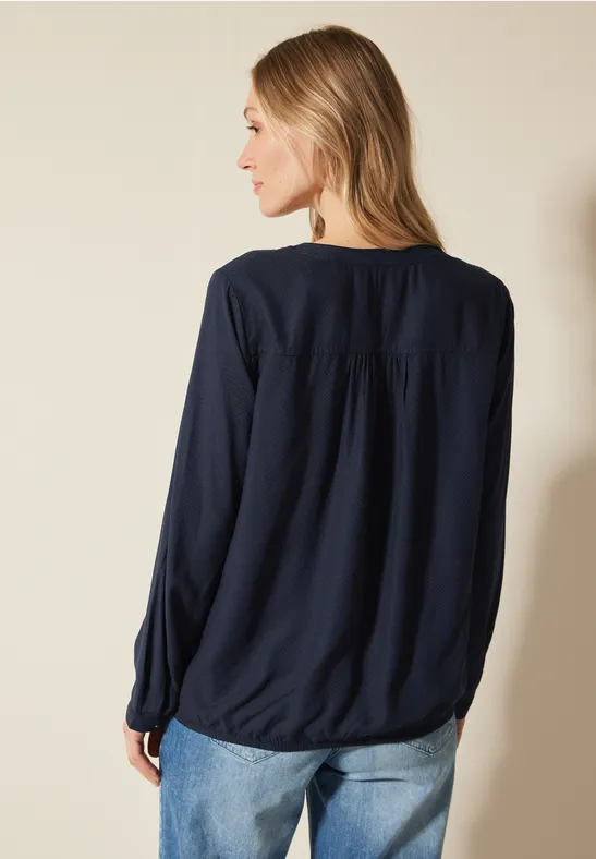 Damen Langarm Bluse mit Bindeband