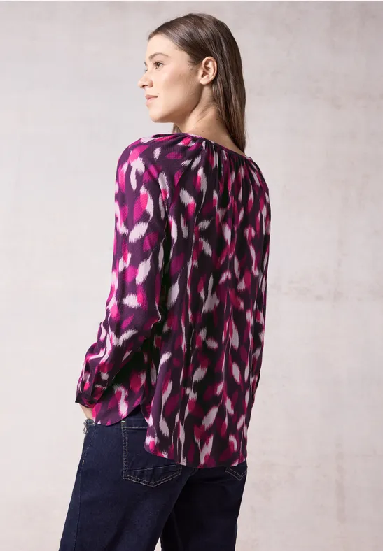 Bedruckte Langarm Bluse mit Knopfleiste