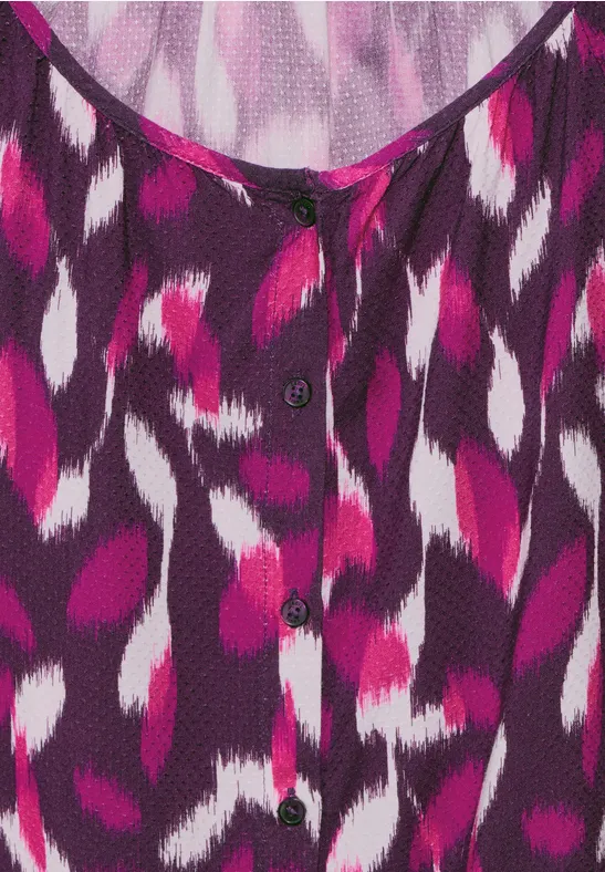 Bedruckte Langarm Bluse mit Knopfleiste
