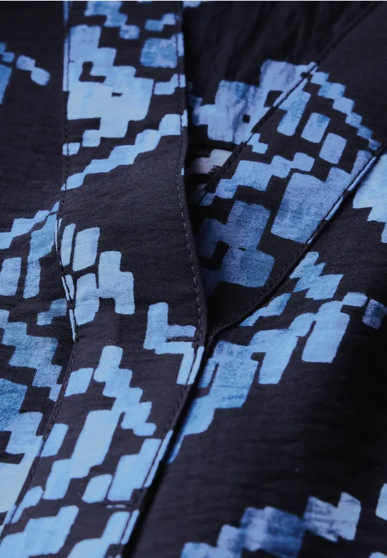 Bedruckte Langarm Bluse mit Knopfleiste