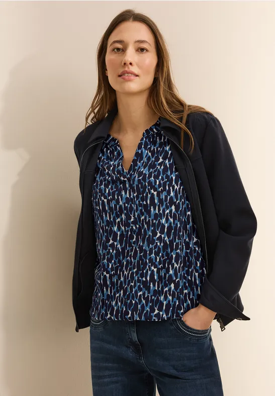 Bedruckte Langarm Bluse mit Knopfleiste