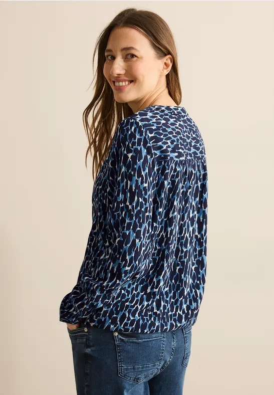 Bedruckte Langarm Bluse mit Knopfleiste