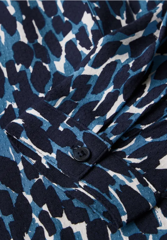 Bedruckte Langarm Bluse mit Knopfleiste