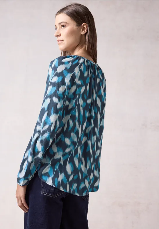 Bedruckte Langarm Bluse mit Knopfleiste