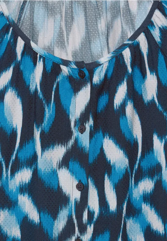 Bedruckte Langarm Bluse mit Knopfleiste