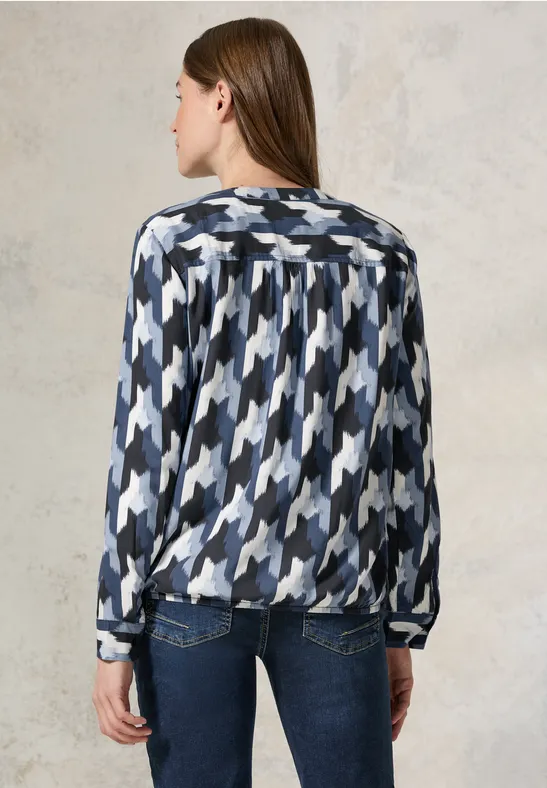 Bedruckte Langarm Bluse mit Knopfleiste