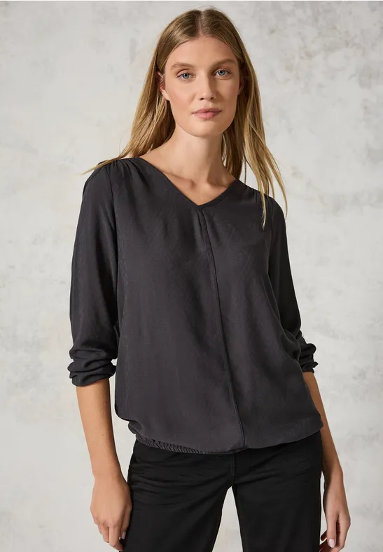 Damen Langarm V-Ausschnitt Bluse
