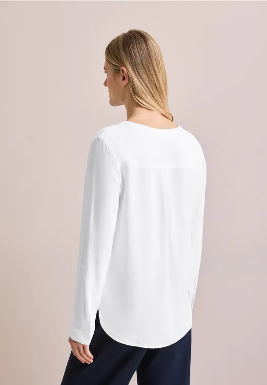 Damen Langarm Bluse mit Bindeband