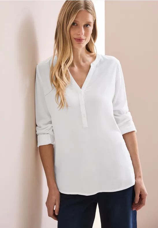 Damen Langarm Bluse mit Bindeband