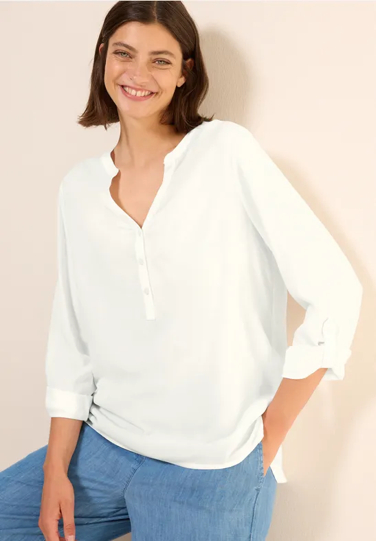 Damen Langarm Bluse mit Bindeband