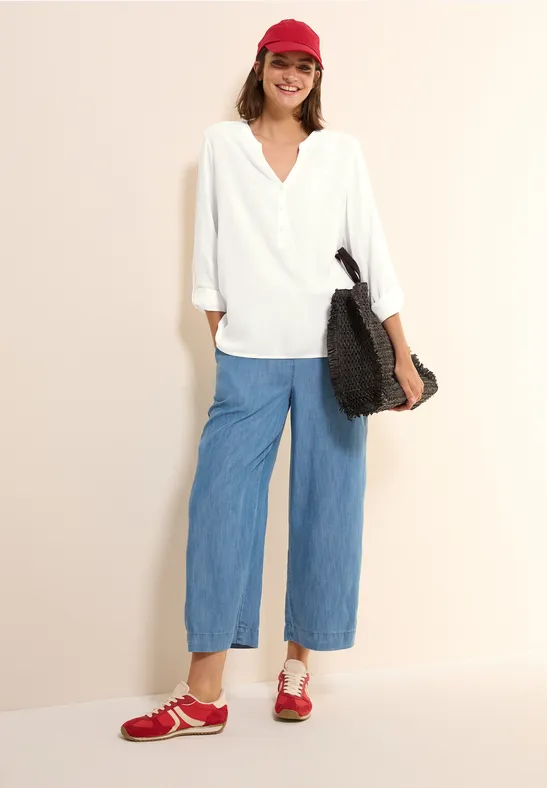 Damen Langarm Bluse mit Bindeband
