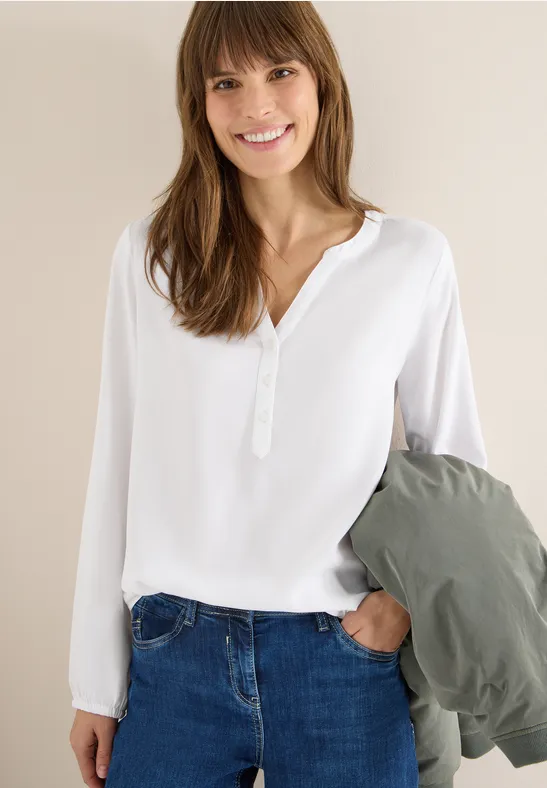 Damen Langarm Bluse mit Bindeband