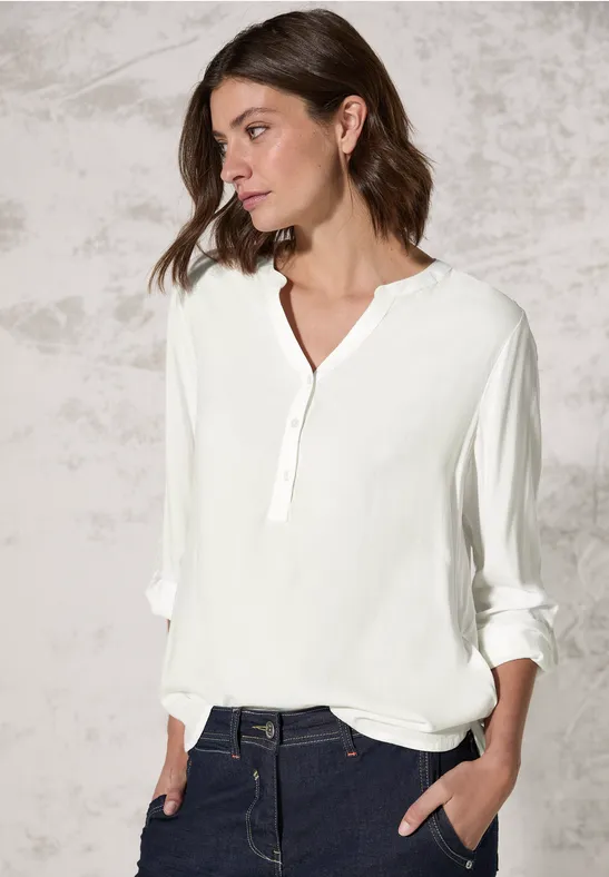 Damen Langarm Bluse mit Bindeband