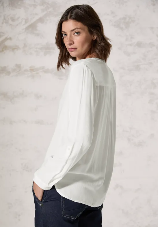 Damen Langarm Bluse mit Bindeband