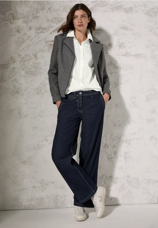 Bluse mit Knopfleiste und Glitzerdetails