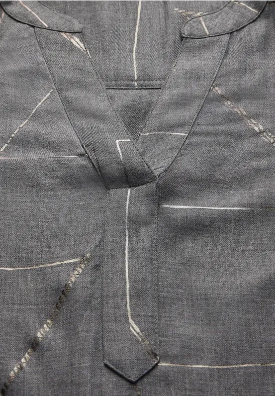 Graue Langarmbluse mit geometrischem Print