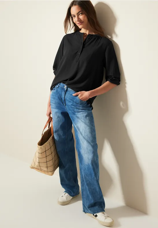 Damen Strukturierte Knopfleiste Bluse