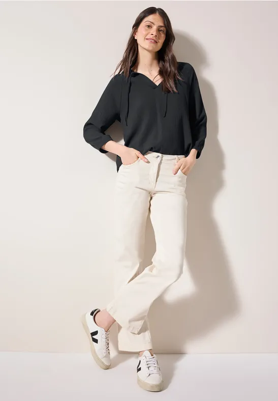 Damen Strukturierte Knopfleiste Bluse