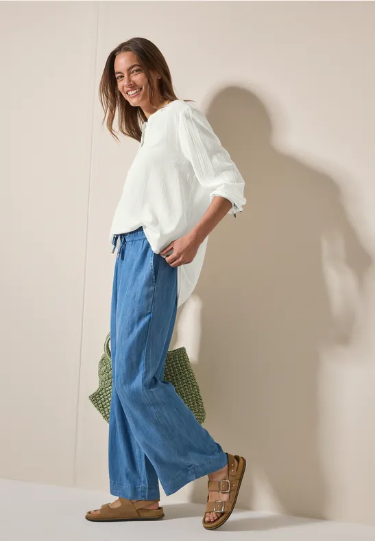Damen Strukturierte Bluse mit Knopfleiste