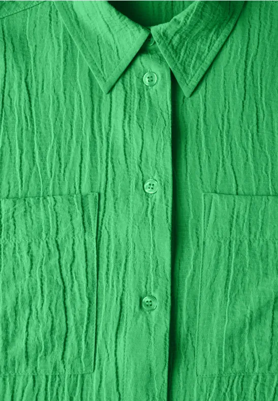 Grüne Strukturierte Bluse mit Knopfleiste