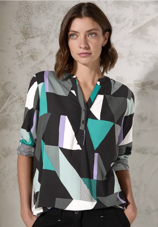 Langärmlige Bluse mit geometrischem Muster