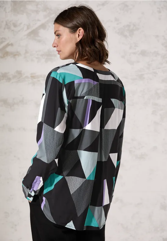 Langärmlige Bluse mit geometrischem Muster