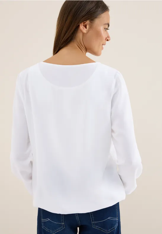 Damen Langarm Bluse mit Schlüssellochausschnitt