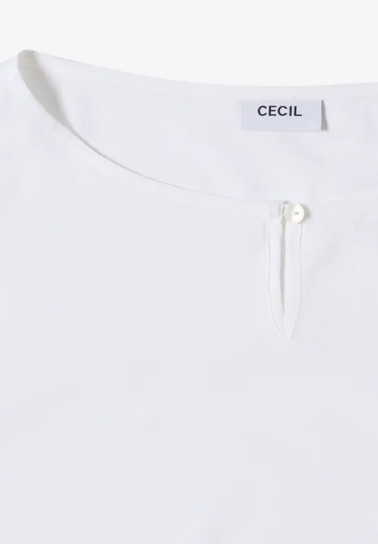 Damen Langarm Bluse mit Schlüssellochausschnitt