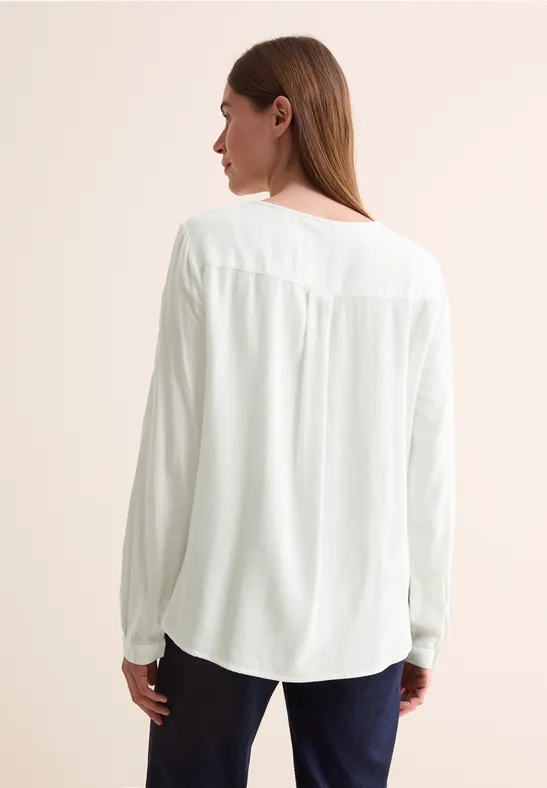 Damen Langarm Bluse mit Schlüssellochausschnitt