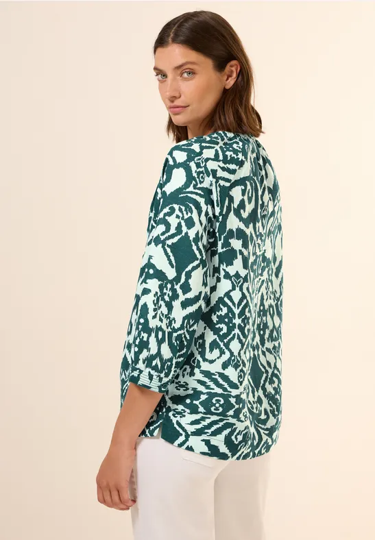Grün-Weiße Bluse mit Muster