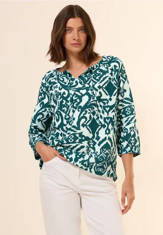 Grün-Weiße Bluse mit Muster