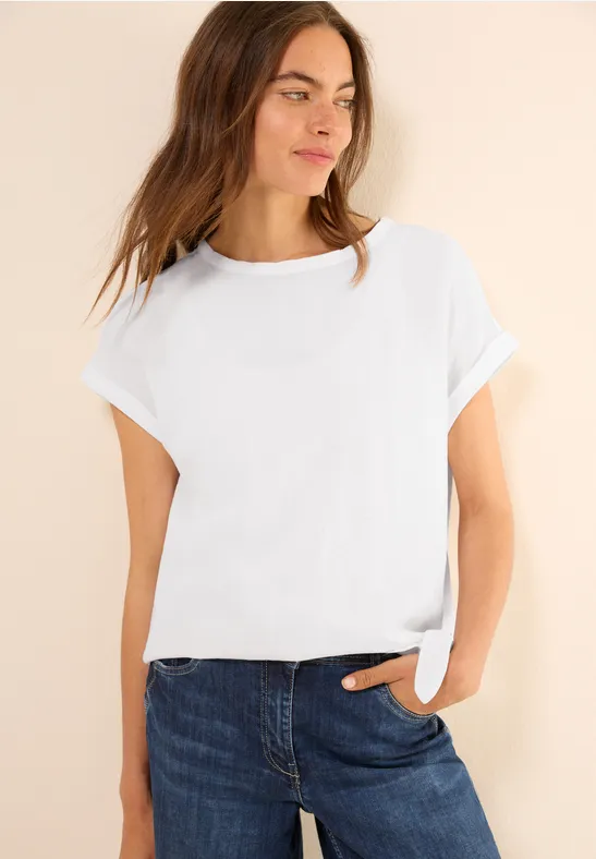 Damen Leinenmischungs-Top mit Knoten