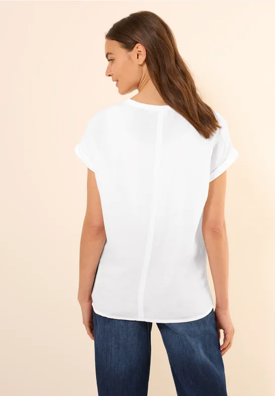 Damen Leinenmischungs-Top mit Knoten