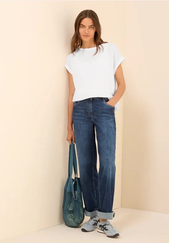 Damen Leinenmischungs-Top mit Knoten
