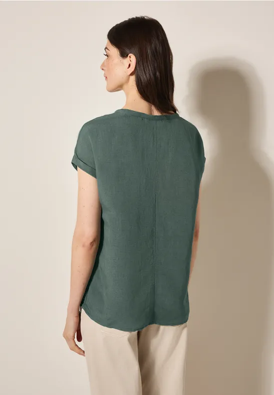 Damen Leinenmix Top mit Knotendetail