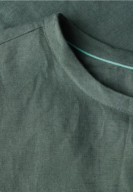 Damen Leinenmix Top mit Knotendetail