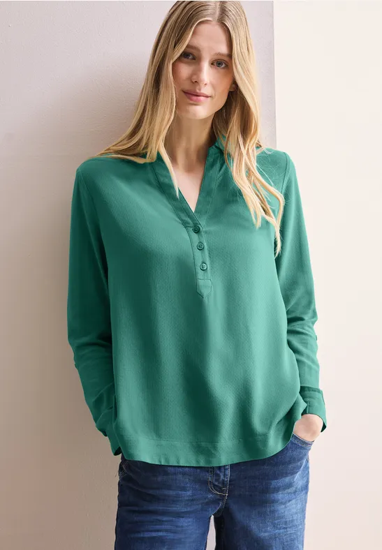 Damen Langarm Knopfleisten Bluse